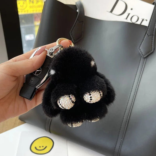 Porte - clés Peluches <br> Le Lapin Noir Scintillant - Noir