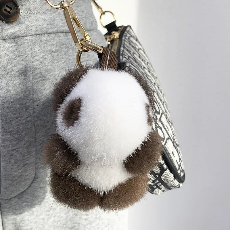 Porte - clés Peluches <br> Le Panda Brun & Neige - Brun et neige