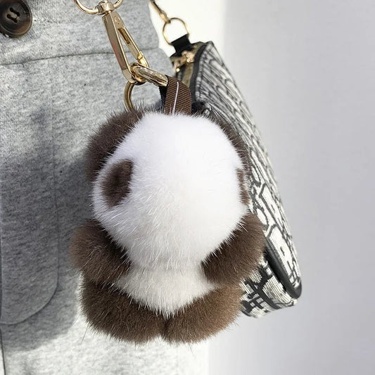 Porte - clés Peluches <br> Le Panda Brun & Neige - Brun et neige
