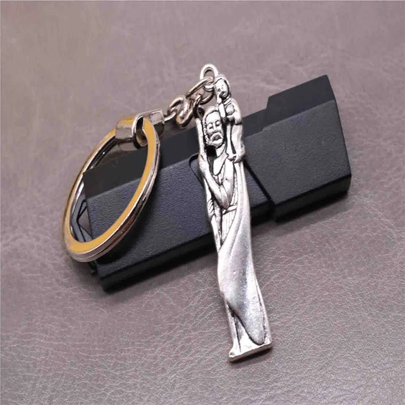 Porte - clés Religieux <br> Saint Christophe & l’Enfant Jésus - Argent