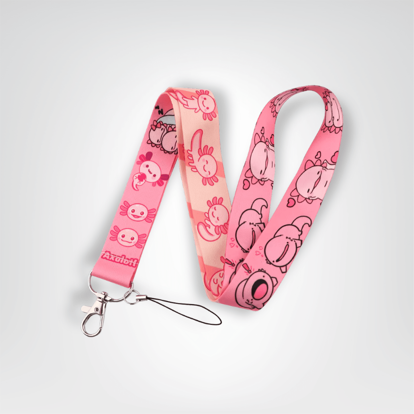 Tour du Cou Porte - clés <br> La Lanière Axolotl Rose - Axolotl rose
