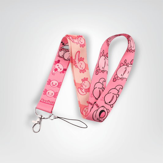 Tour du Cou Porte - clés <br> La Lanière Axolotl Rose - Axolotl rose
