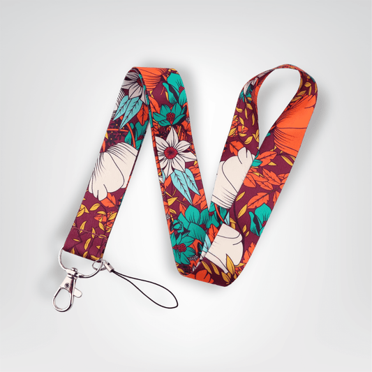Tour du Cou Porte - clés <br> La Lanière Fleur de Feu - Motifs fleurs de feu