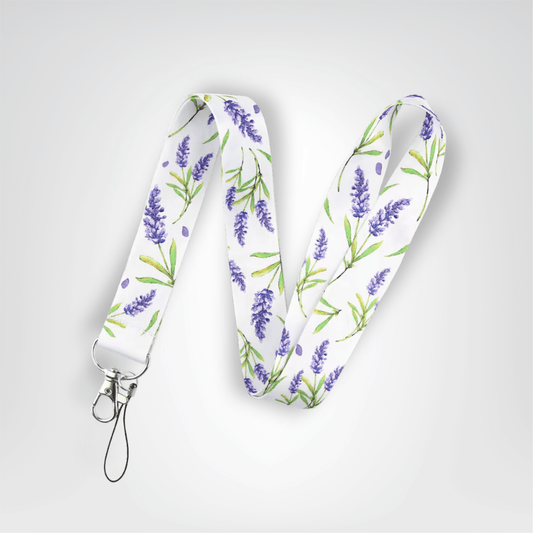 Tour du Cou Porte - clés <br> La Lanière Lavande Blanche - Motifs lavande